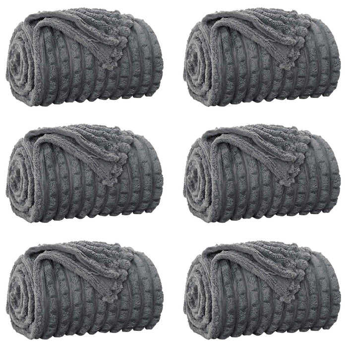 Pături de aruncat 6 pcs Gri închis 270 x 240 cm Molton - WALTI WALTI