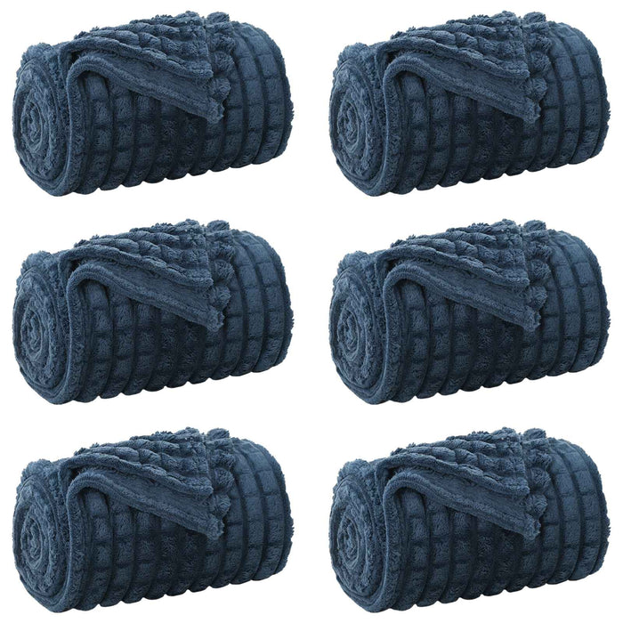 Pături de aruncat 6 pcs Albastru marin 200 x 150 cm Molton - WALTI WALTI