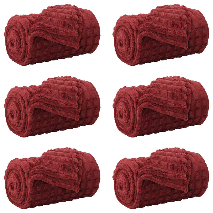 Pături de aruncat 6 pcs Roșu Bordeaux 200 x 150 cm Molton - WALTI WALTI