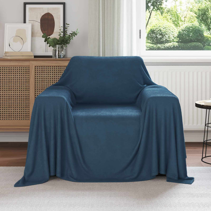 Pătura de aruncat Albastru marin 210 x 140 cm Molton - WALTI WALTI