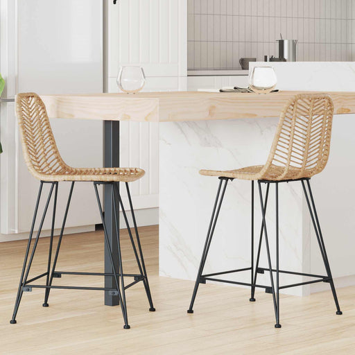 Scaun Bar 2 pcs natural 44,5 x 54,5 x 97,5 cm Ratan și Fier - WALTI WALTI