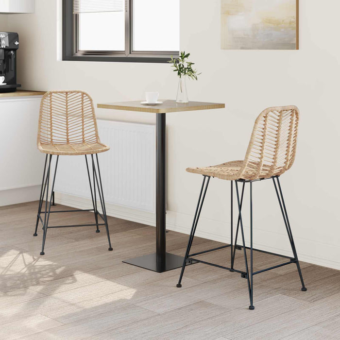 Scaun Bar 2 pcs natural 44,5 x 54,5 x 97,5 cm Ratan și Fier - WALTI WALTI