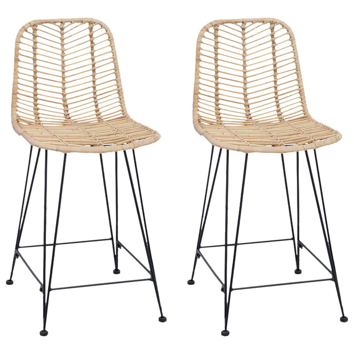 Scaun Bar 2 pcs natural 44,5 x 54,5 x 97,5 cm Ratan și Fier - WALTI WALTI
