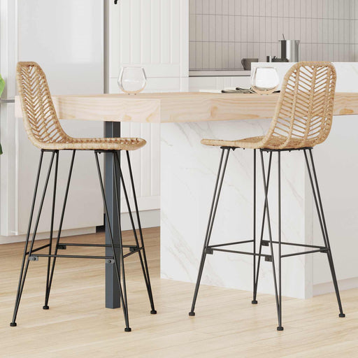 Scaun Bar 2 pcs natural 44,5 x 53 x 111 cm Ratan și Fier - WALTI WALTI