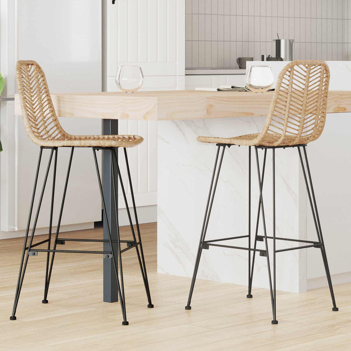 Scaun Bar 2 pcs natural 44,5 x 53 x 111 cm Ratan și Fier - WALTI WALTI