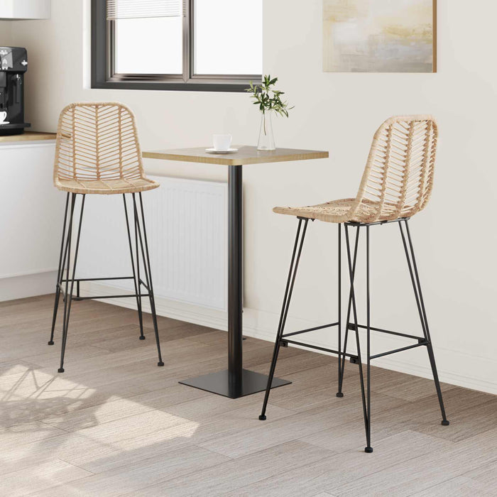 Scaun Bar 2 pcs natural 44,5 x 53 x 111 cm Ratan și Fier - WALTI WALTI