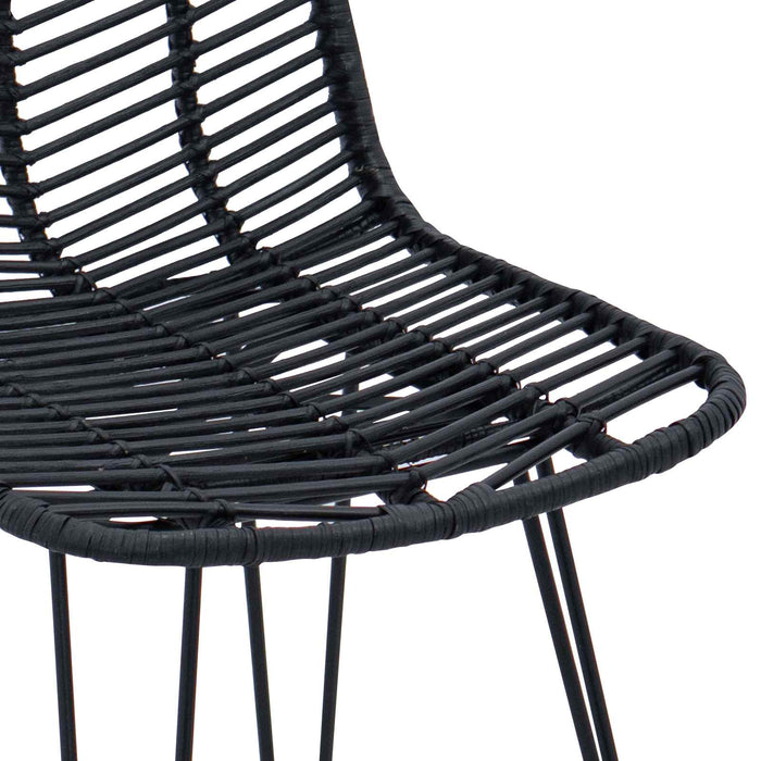 Scaun Bar 2 pcs Negru 44,5 x 54,5 x 97,5 cm Ratan și Fier - WALTI WALTI