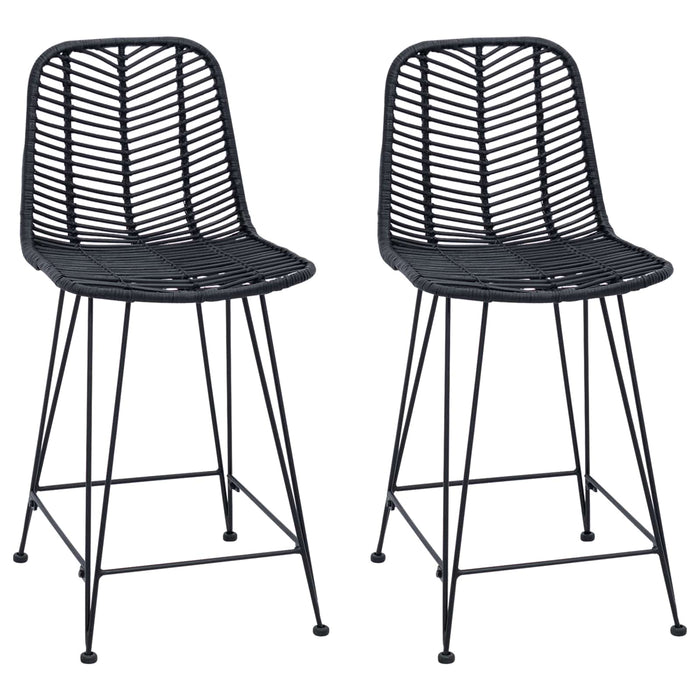Scaun Bar 2 pcs Negru 44,5 x 54,5 x 97,5 cm Ratan și Fier - WALTI WALTI