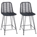 Scaun Bar 2 pcs Negru 44,5 x 54,5 x 97,5 cm Ratan și Fier - WALTI WALTI