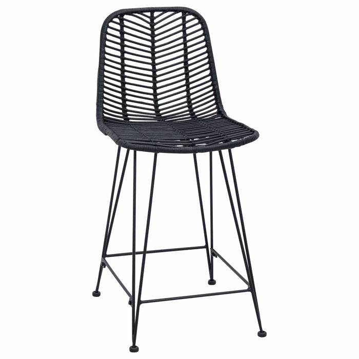 Scaun Bar 2 pcs Negru 44,5 x 54,5 x 97,5 cm Ratan și Fier - WALTI WALTI