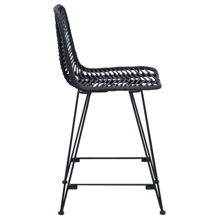 Scaun Bar 2 pcs Negru 44,5 x 54,5 x 97,5 cm Ratan și Fier - WALTI WALTI