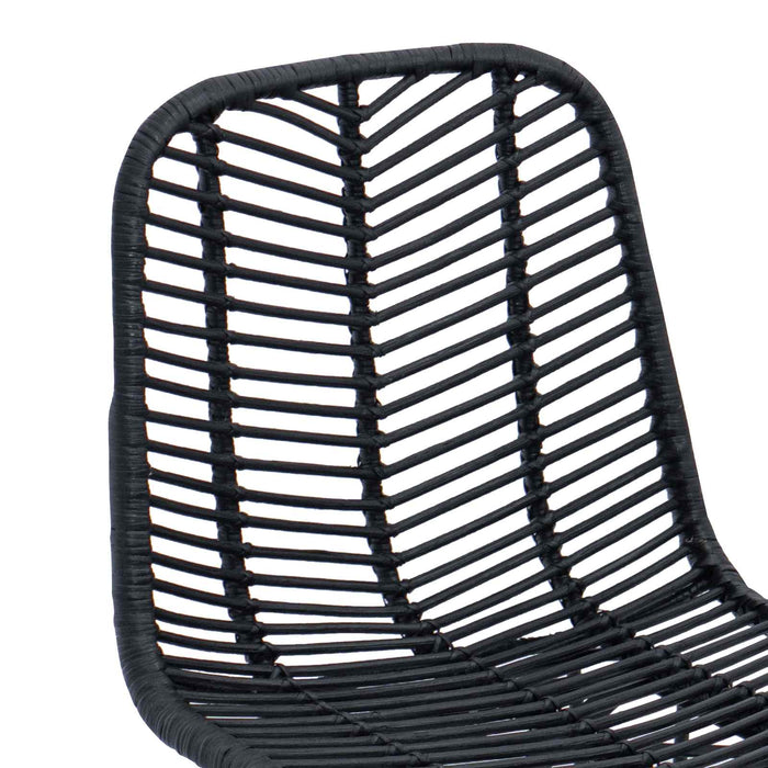 Scaun Bar 2 pcs Negru 44,5 x 53 x 111 cm Ratan și Fier - WALTI WALTI