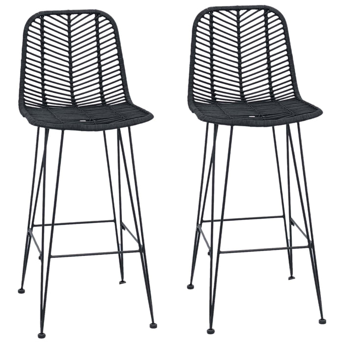 Scaun Bar 2 pcs Negru 44,5 x 53 x 111 cm Ratan și Fier - WALTI WALTI