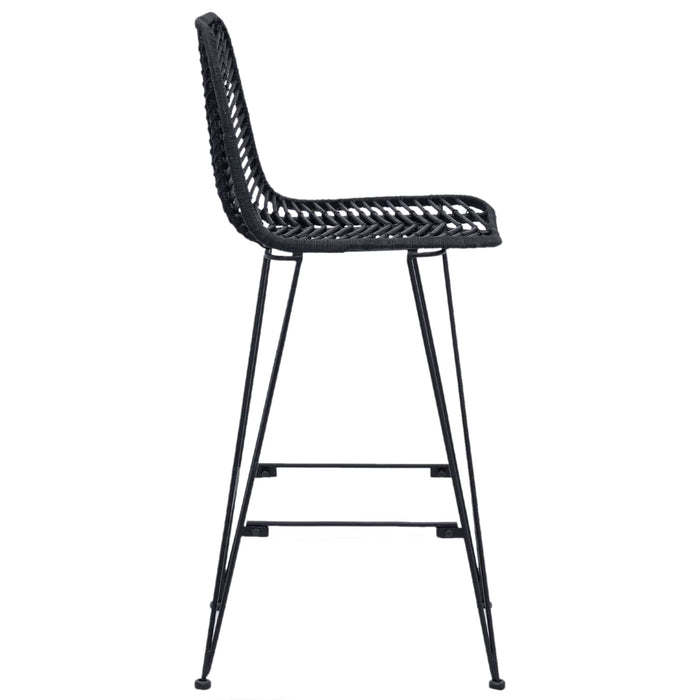 Scaun Bar 2 pcs Negru 44,5 x 53 x 111 cm Ratan și Fier - WALTI WALTI