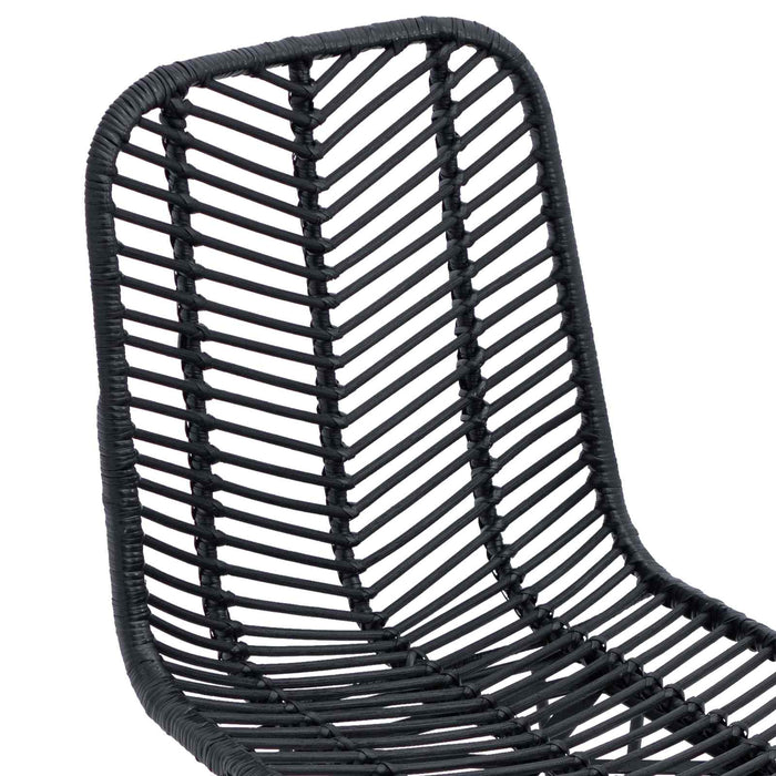 Scaun de sufragerie 2 pcs Negru 44.5 x 55 x 85 cm Ratan și Fier - WALTI WALTI
