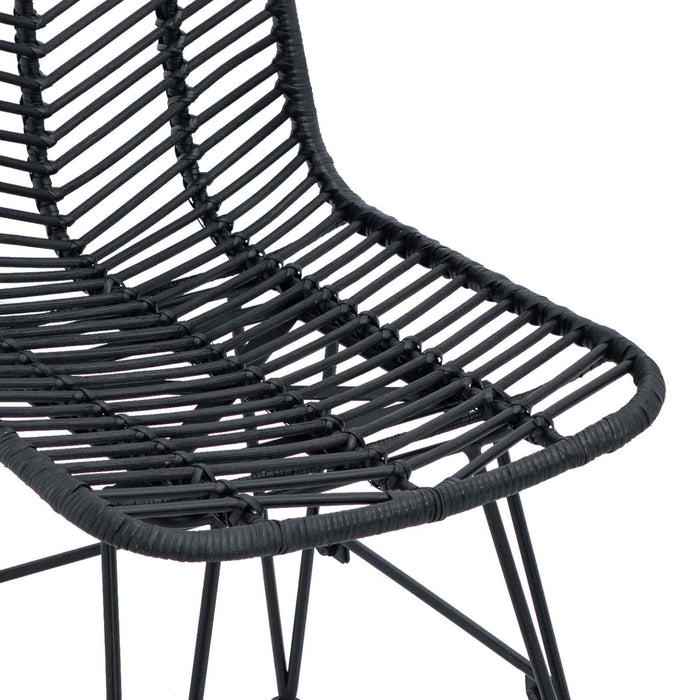 Scaun de sufragerie 2 pcs Negru 44.5 x 55 x 85 cm Ratan și Fier - WALTI WALTI