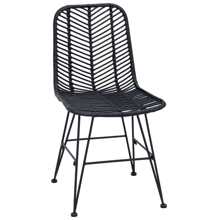 Scaun de sufragerie 2 pcs Negru 44.5 x 55 x 85 cm Ratan și Fier - WALTI WALTI