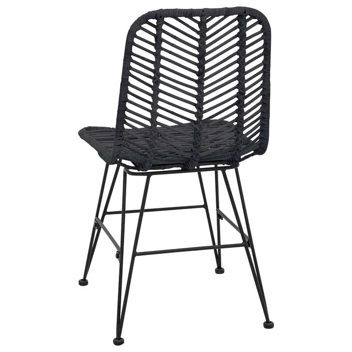 Scaun de sufragerie 2 pcs Negru 44.5 x 55 x 85 cm Ratan și Fier - WALTI WALTI