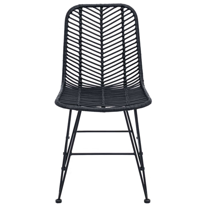 Scaun de sufragerie 2 pcs Negru 44.5 x 55 x 85 cm Ratan și Fier - WALTI WALTI
