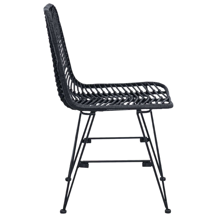 Scaun de sufragerie 2 pcs Negru 44.5 x 55 x 85 cm Ratan și Fier - WALTI WALTI