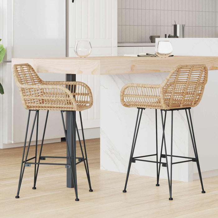 Scaun Bar 2 pcs 55 x 52 x 92 cm Ratan și Fier - WALTI WALTI