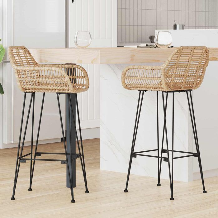 Scaun Bar 2 pcs 55 x 52 x 105 cm Ratan și Fier - WALTI WALTI