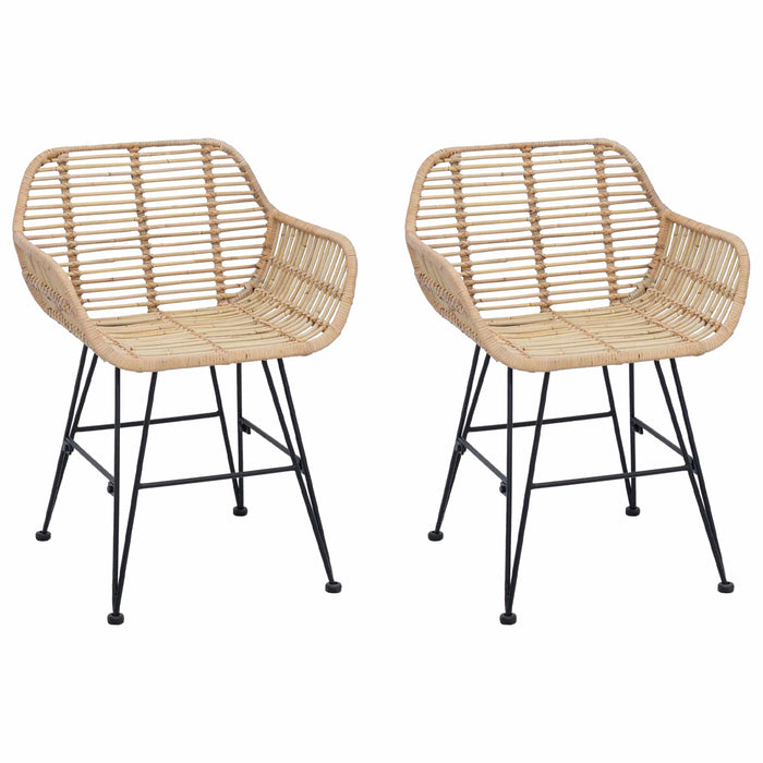 Scaun de sufragerie 2 pcs natural 55 x 50 x 74 cm Ratan și Fier - WALTI WALTI