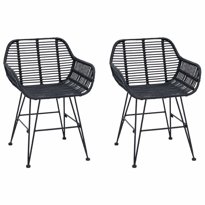 Scaun de sufragerie 2 pcs Negru 55 x 50 x 74 cm Ratan și Fier - WALTI WALTI