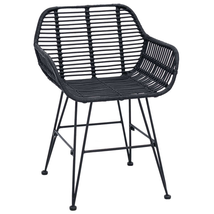 Scaun de sufragerie 2 pcs Negru 55 x 50 x 74 cm Ratan și Fier - WALTI WALTI