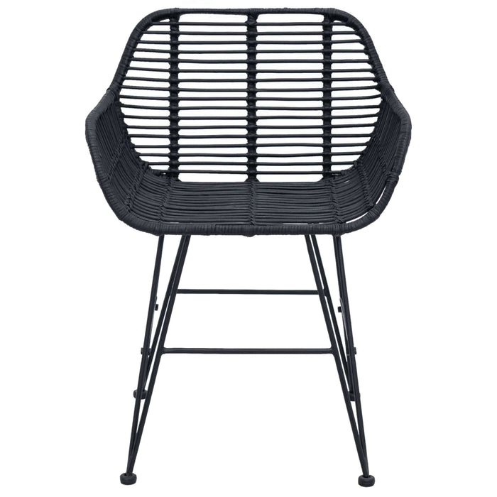 Scaun de sufragerie 2 pcs Negru 55 x 50 x 74 cm Ratan și Fier - WALTI WALTI