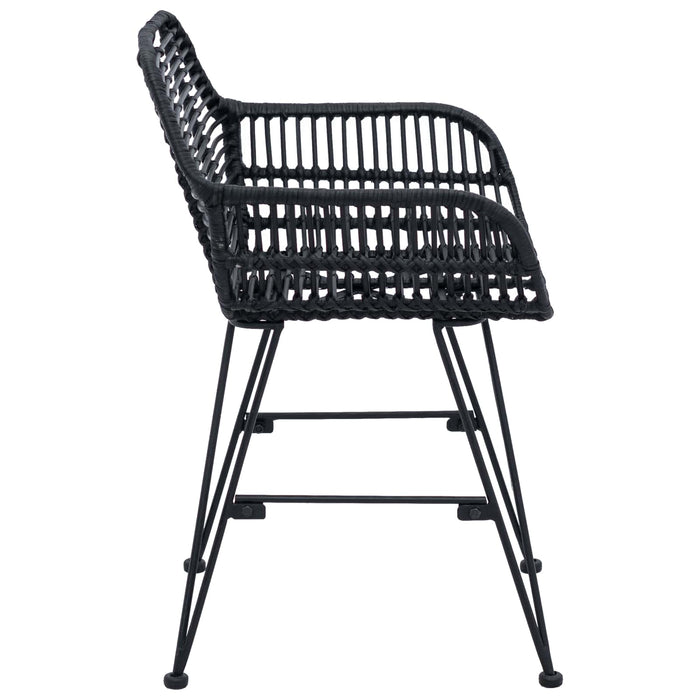 Scaun de sufragerie 2 pcs Negru 55 x 50 x 74 cm Ratan și Fier - WALTI WALTI