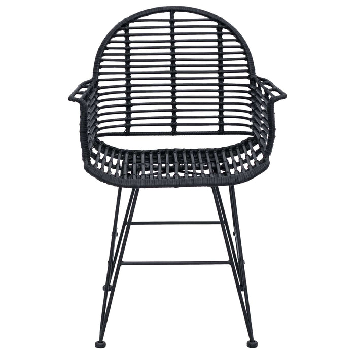 Scaun de sufragerie 2 pcs Ratan și Fier Negru 57 x 55 x 85 cm - WALTI WALTI