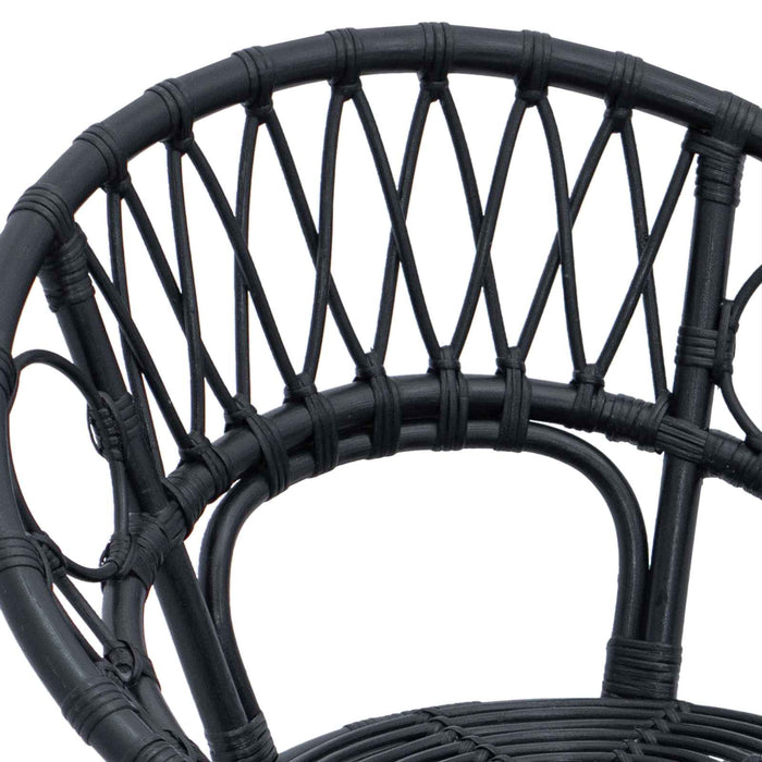 Scaun de sufragerie 2 pcs Negru 65 x 55,5 x 81 cm Ratan și Fier - WALTI WALTI