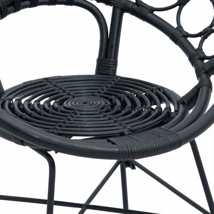 Scaun de sufragerie 2 pcs Negru 65 x 55,5 x 81 cm Ratan și Fier - WALTI WALTI