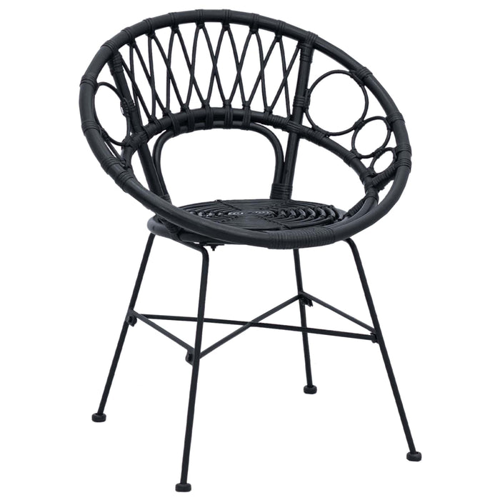 Scaun de sufragerie 2 pcs Negru 65 x 55,5 x 81 cm Ratan și Fier - WALTI WALTI