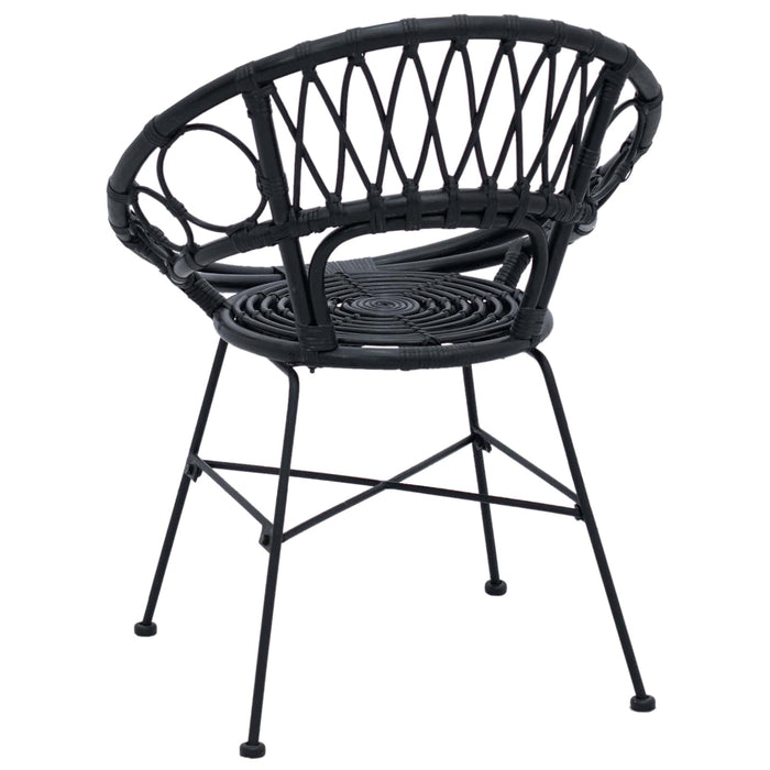 Scaun de sufragerie 2 pcs Negru 65 x 55,5 x 81 cm Ratan și Fier - WALTI WALTI