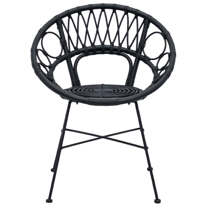 Scaun de sufragerie 2 pcs Negru 65 x 55,5 x 81 cm Ratan și Fier - WALTI WALTI