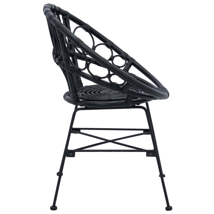 Scaun de sufragerie 2 pcs Negru 65 x 55,5 x 81 cm Ratan și Fier - WALTI WALTI