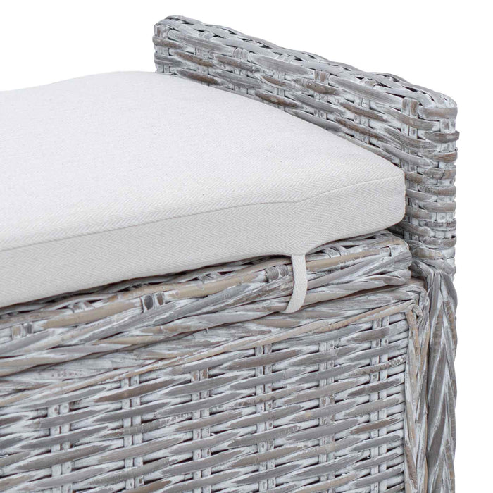 Bancă cu spațiu de depozitare Alb spălat 110 x 40 x 50 cm Ratan - WALTI WALTI