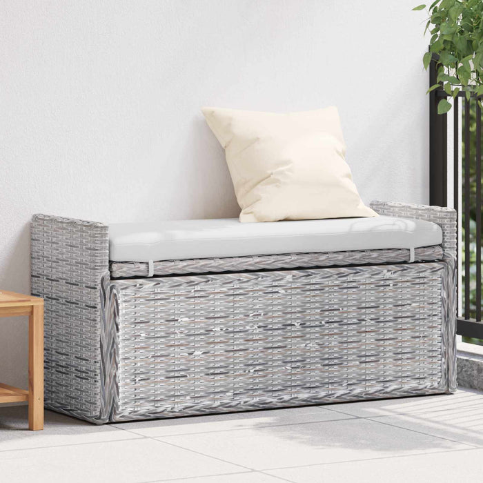 Bancă cu spațiu de depozitare Alb spălat 110 x 40 x 50 cm Ratan - WALTI WALTI