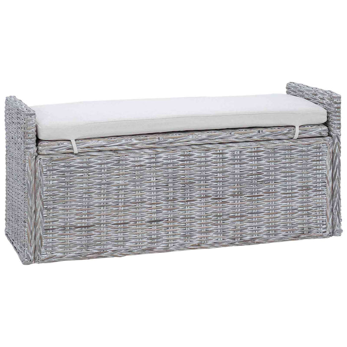 Bancă cu spațiu de depozitare Alb spălat 110 x 40 x 50 cm Ratan - WALTI WALTI