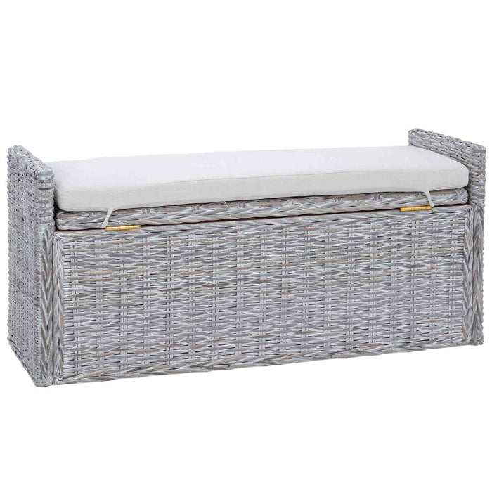 Bancă cu spațiu de depozitare Alb spălat 110 x 40 x 50 cm Ratan - WALTI WALTI