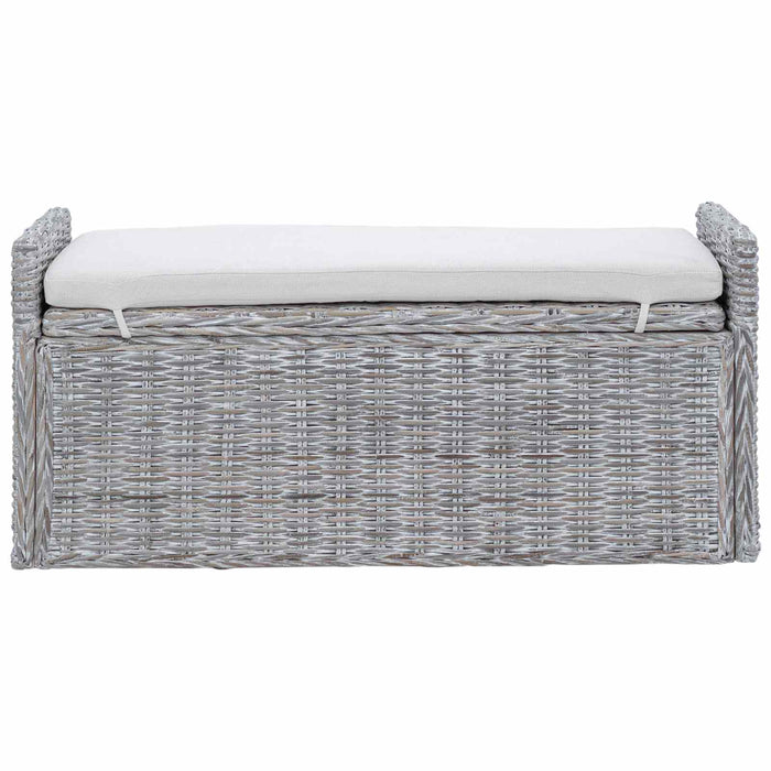 Bancă cu spațiu de depozitare Alb spălat 110 x 40 x 50 cm Ratan - WALTI WALTI