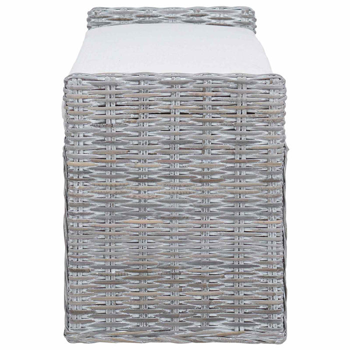 Bancă cu spațiu de depozitare Alb spălat 110 x 40 x 50 cm Ratan - WALTI WALTI