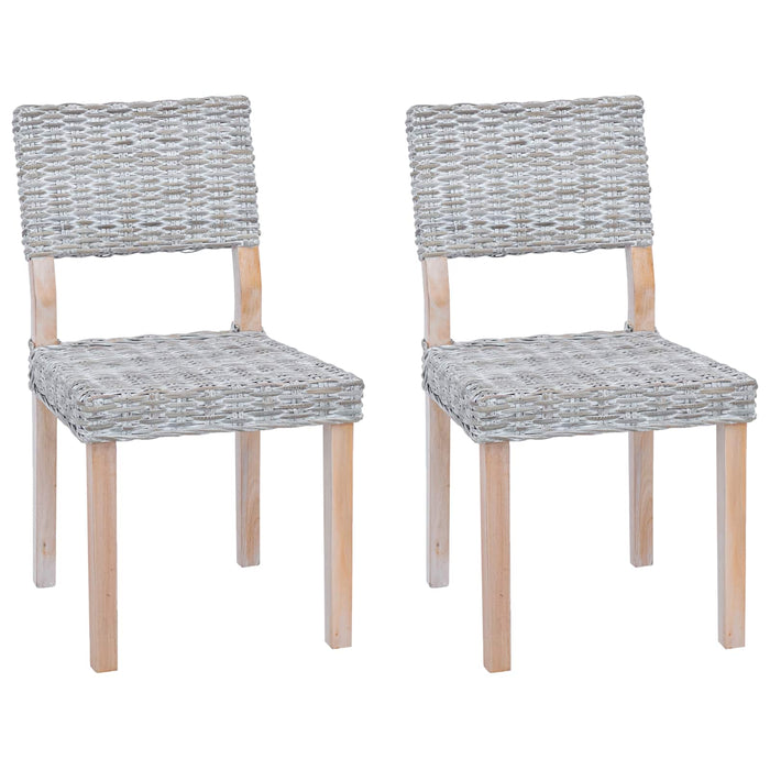 Scaun de sufragerie 2 pcs Alb spălat 46 x 55 x 84 cm Ratan Kubu - WALTI WALTI