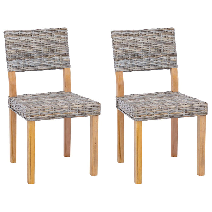 Scaun de sufragerie 2 pcs Gri Kubu 46 x 55 x 84 cm Ratan Kubu - WALTI WALTI
