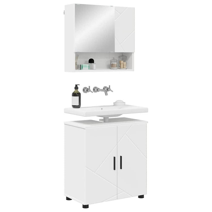 Set de mobilier pentru baie Pe perete 2 pcs Alb 61 x 35 x 64 cm - WALTI WALTI