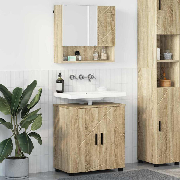 Set de mobilier pentru baie Pe perete 2 pcs Stejar Sonoma WALTI