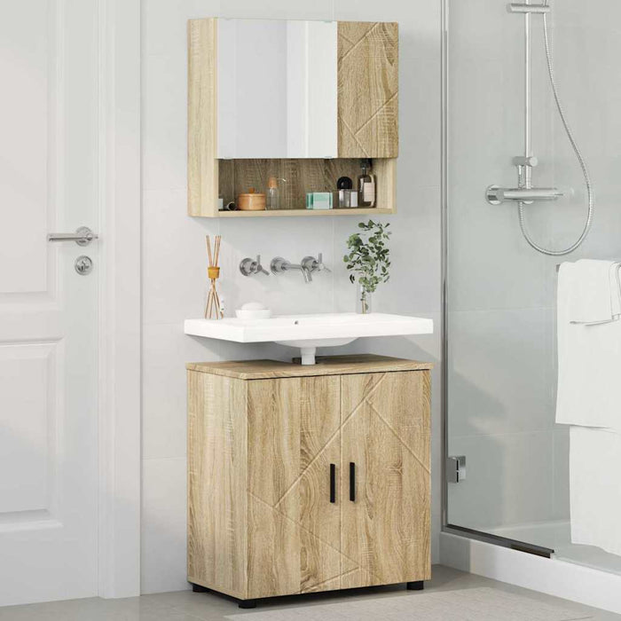 Set de mobilier pentru baie Pe perete 2 pcs Stejar Sonoma WALTI