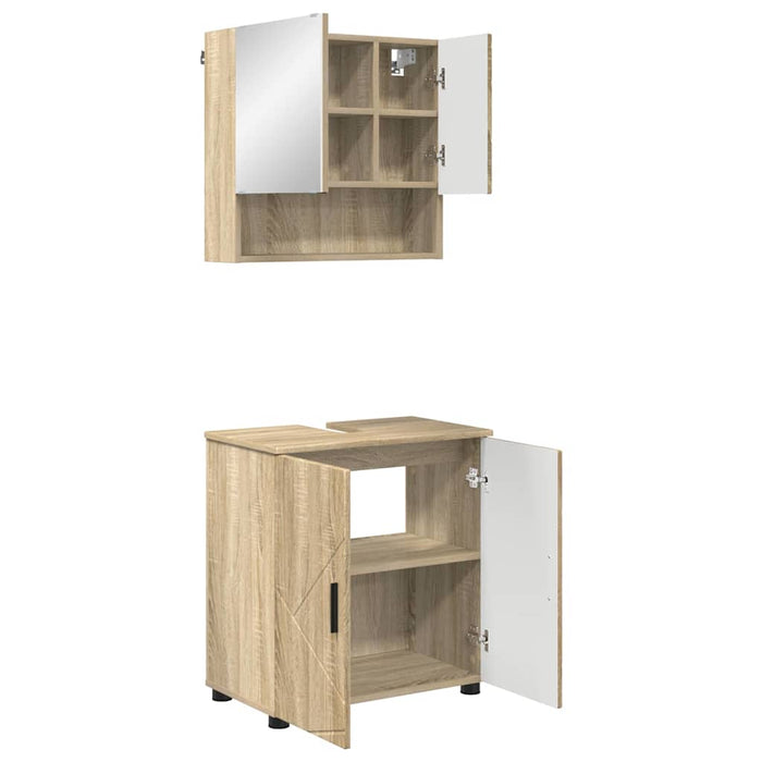 Set de mobilier pentru baie Pe perete 2 pcs Stejar Sonoma WALTI